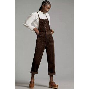 PILCRO Painters Corduroy Overalls Womens XL Brown Boho Stretch Anthropologie